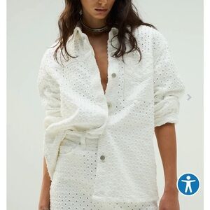 Hudson Jeans White Textured Button-Up Jacket
